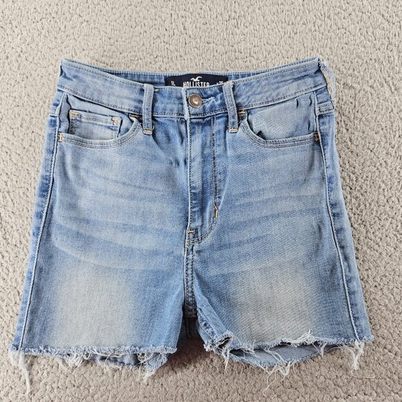 Hollister Shorts‎ Womens 25 Blue Ultra High Rise Distressed Cut Offs Frayed Hem - Picture 1 of 16